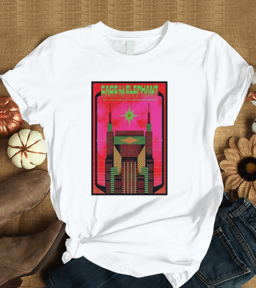 Cage the Elephant Sep 1 2024 Nashville TN Ascend Amphitheater Retro Concert T-Shirt