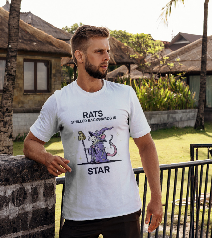 Rats Spelled Backwards Is Star Wizard Of Barge Cheese Staff Magical Rat T-Shirt