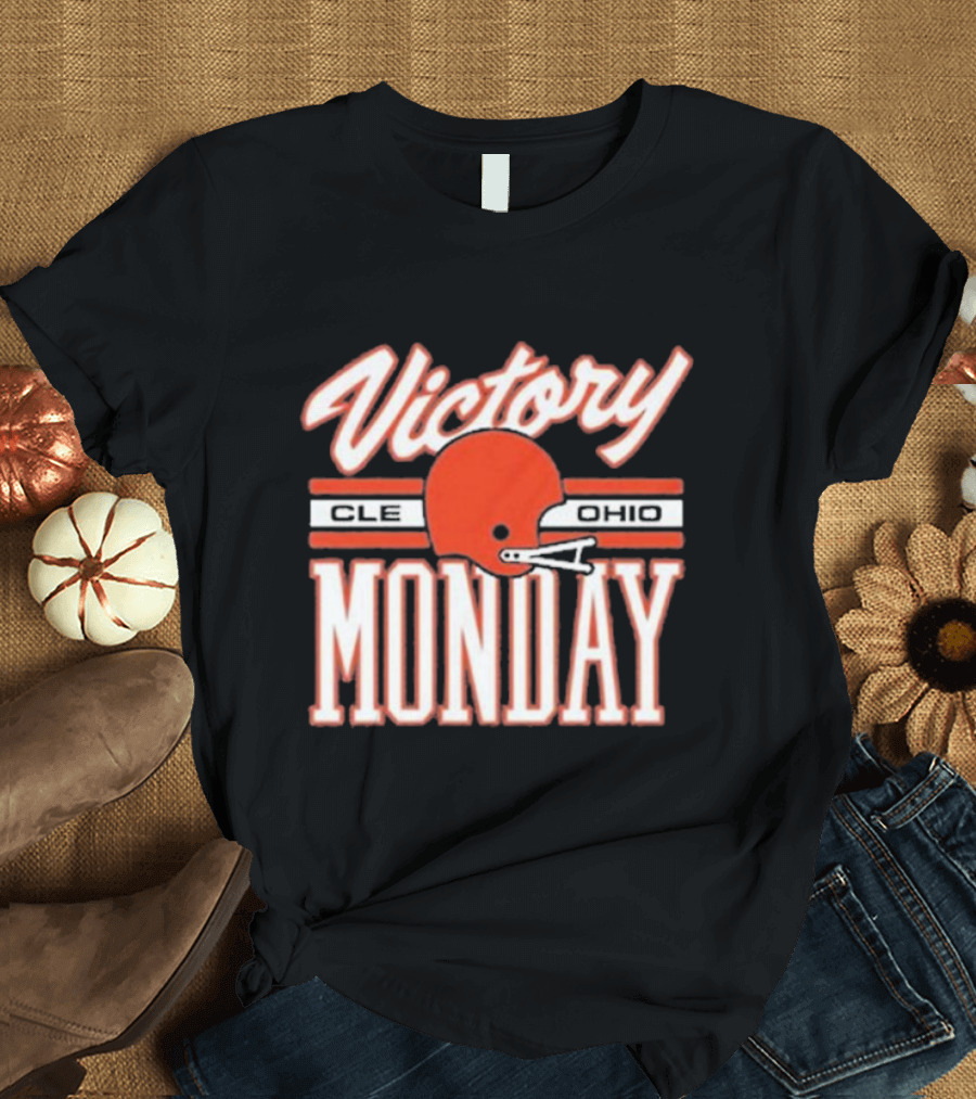 Victory Monday Cle Ohio Football Helmet T-Shirt