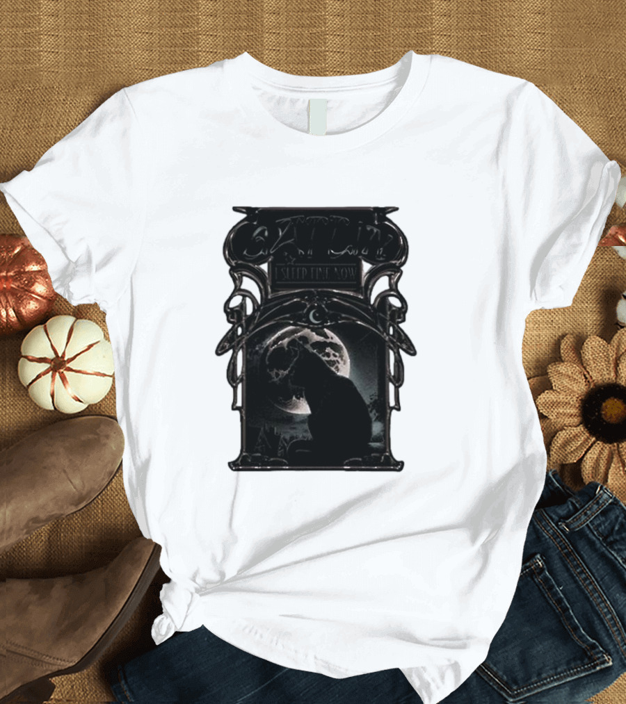 Gatlin Binx Asleep Til Now Moon Cat T-Shirt