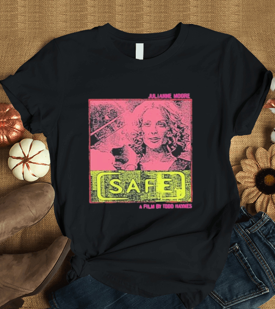 Julianne Moore Safe A Film By Todd Haynes Vintage Pink and Yellow Movie T-Shirt