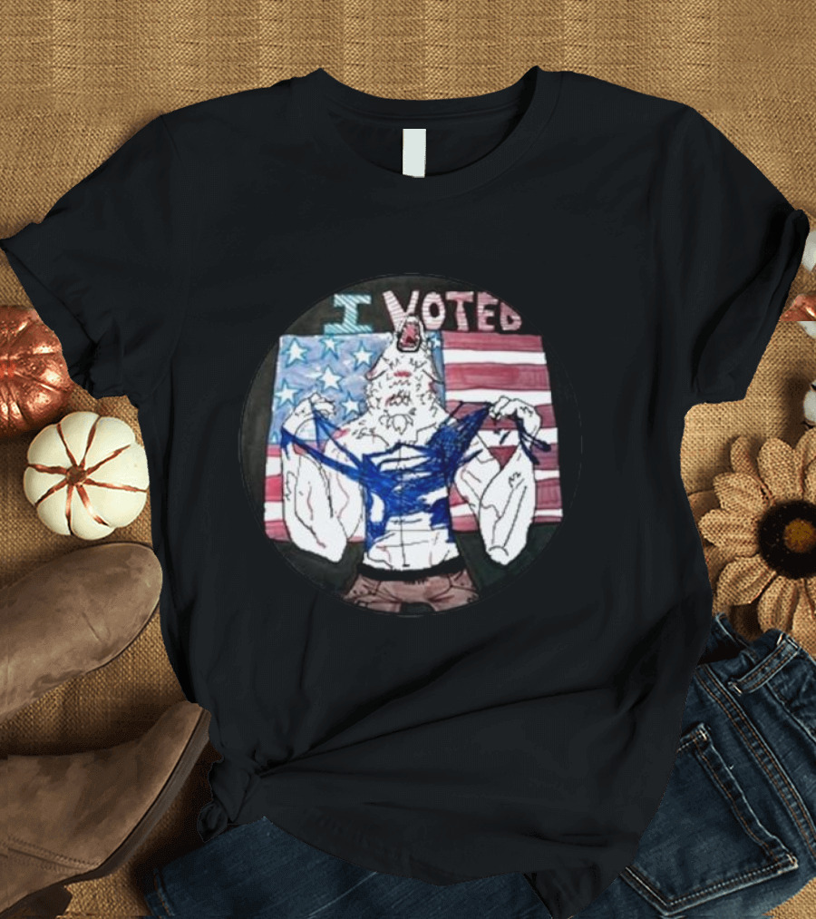 I Voted American Flag Michigan Sticker T-Shirt