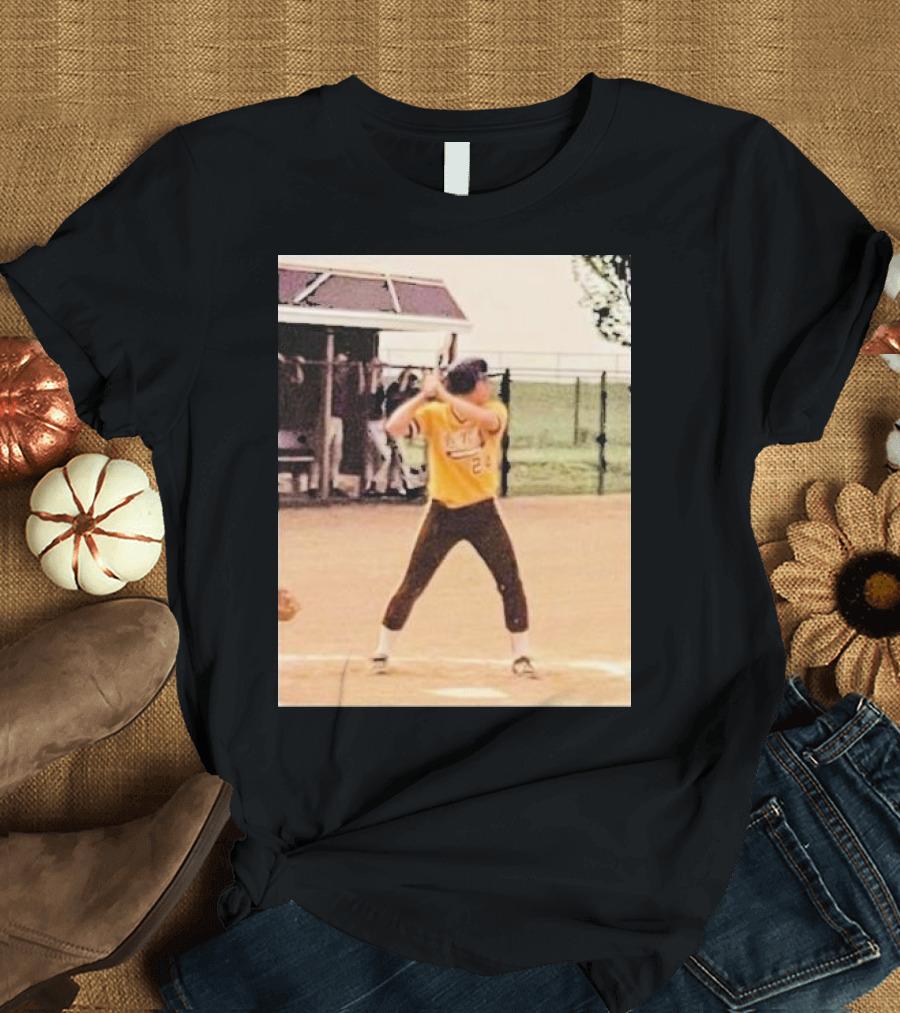 Team Tony Baseball Player Vintage Yellow Uniform Action Shot T-Shirt