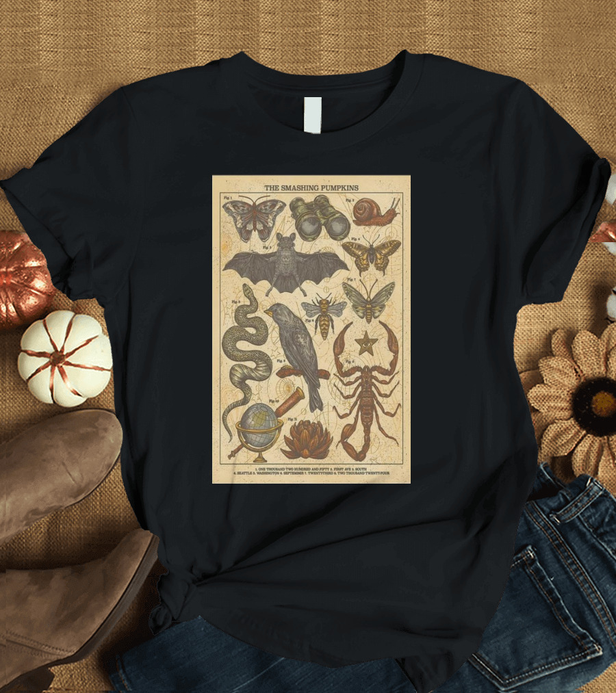 The Smashing Pumpkins Entomology and Astronomy Inspired Art In Seattle WA On September 23 2024 Concert T-Shirt