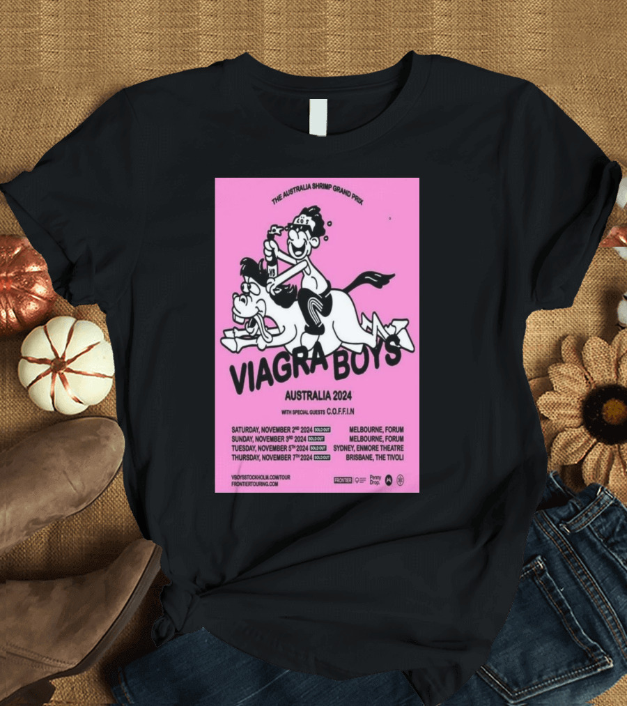 Viagra Boys Australia 2024 The Australia Shrimp Grand Prix Tour Dates with C.O.F.F.I.N T-Shirt