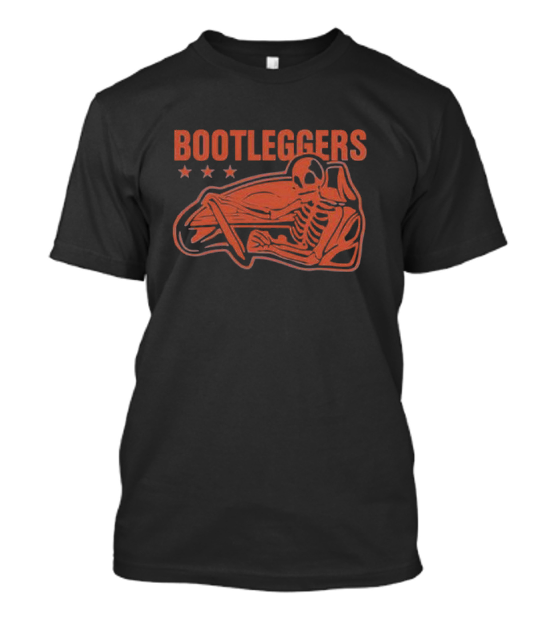 Bootleggers Skeleton Driving With Stars T-Shirt