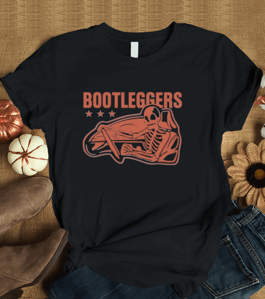 Bootleggers Skeleton Driving with Stars T-Shirt
