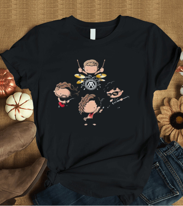 T-Shirt: Nothing More Band Member Cartoon Stickers Playing Music T-Shirt Nothing More Band Member Cartoon Stickers Playing Music T-Shirt