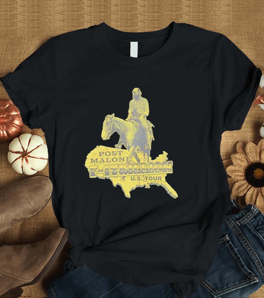 Post Malone Trillion US Tour Map Horse Rider T-Shirt
