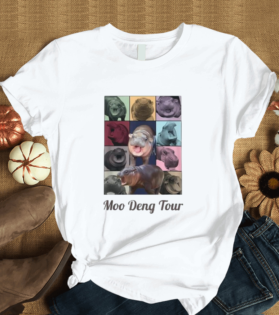 Moo Deng Tour Baby Hippo Collection Bouncy Cute Moo Dang T-Shirt