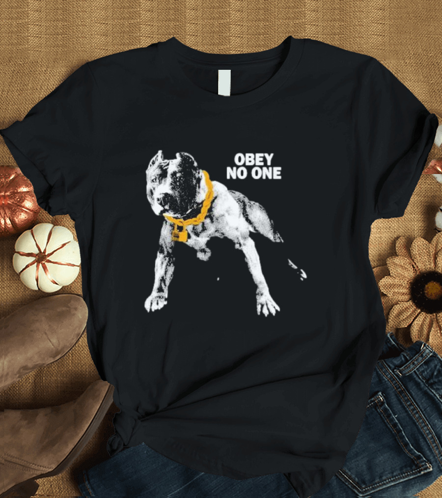 Obey No One Pitbull Bold Yellow Chain T-Shirt