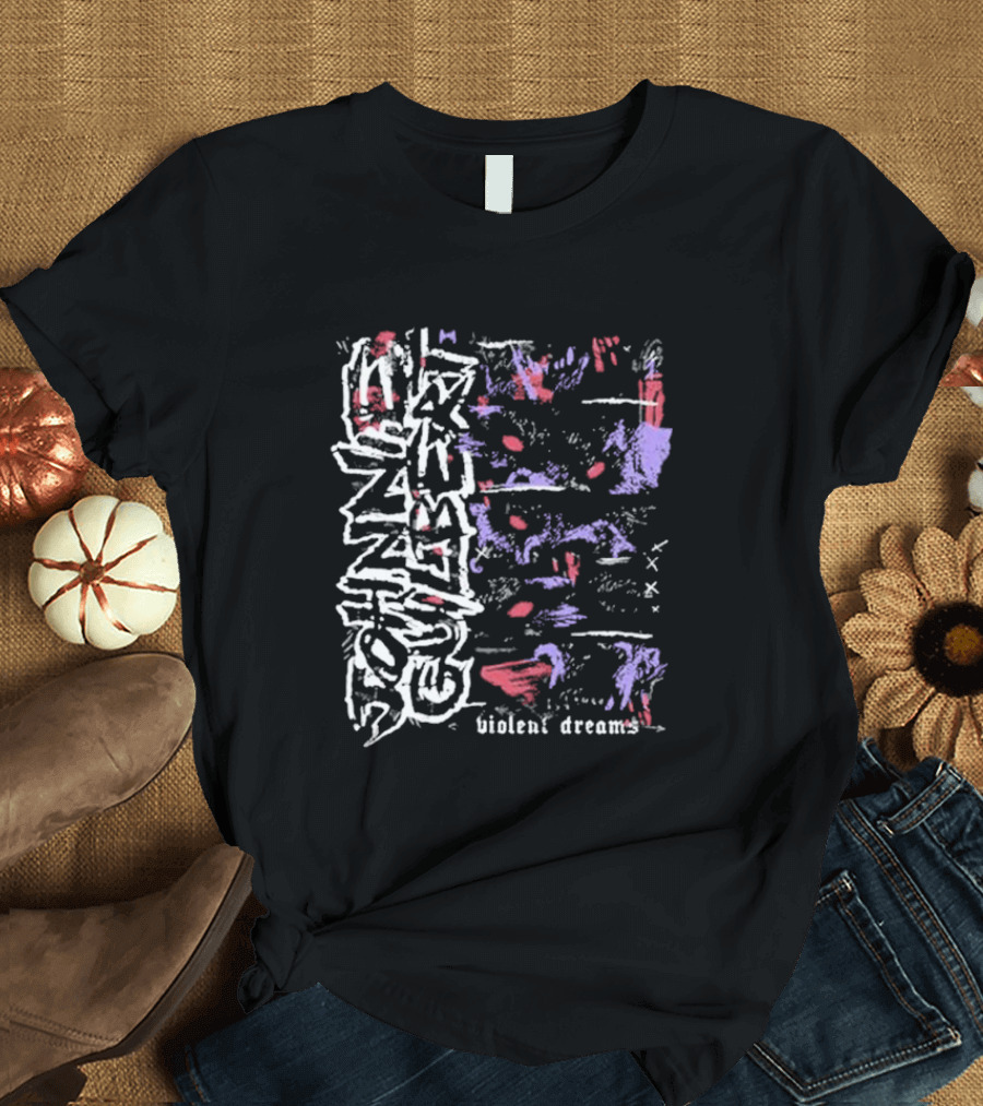 Violent Dreams Abstract Wolf Red Blue T-Shirt