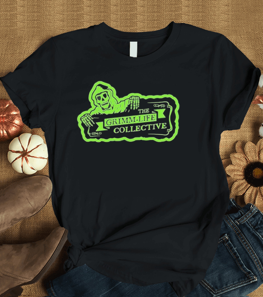 Zombie The Grimm-Life Collective Logo Scary Skeleton T-Shirt