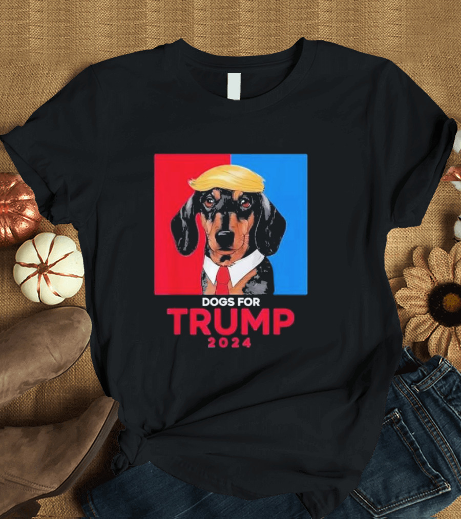 Dogs for Trump 2024 Trump Vance Dog in Red and Blue T-Shirt