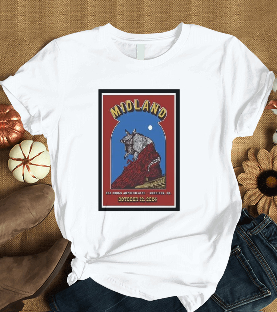 Midland Red Rocks Amphitheatre Morrison CO October 12 2024 Armadillo T-Shirt