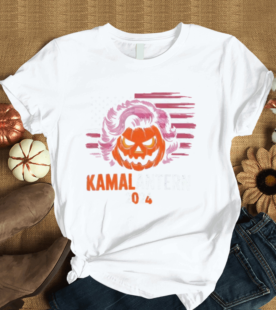 Kamalantern 2024 Retro Halloween Jack-o’-Lantern American Flag T-Shirt