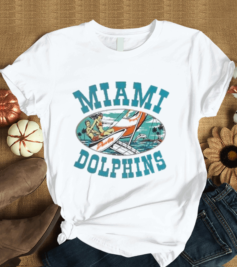 Miami Dolphins Sailing Adventure Retro Vibes T-Shirt