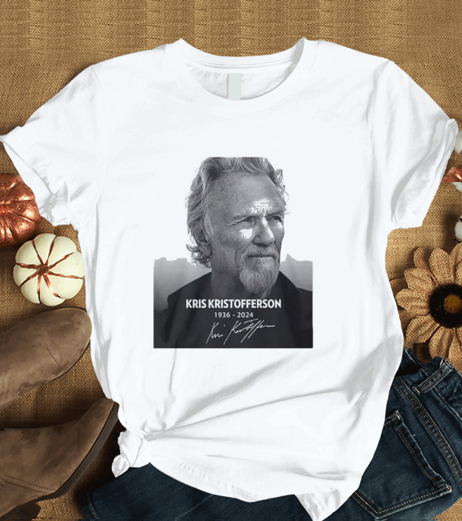 Kris Kristofferson 1936-2024 Commemorative Portrait with Signature T-Shirt