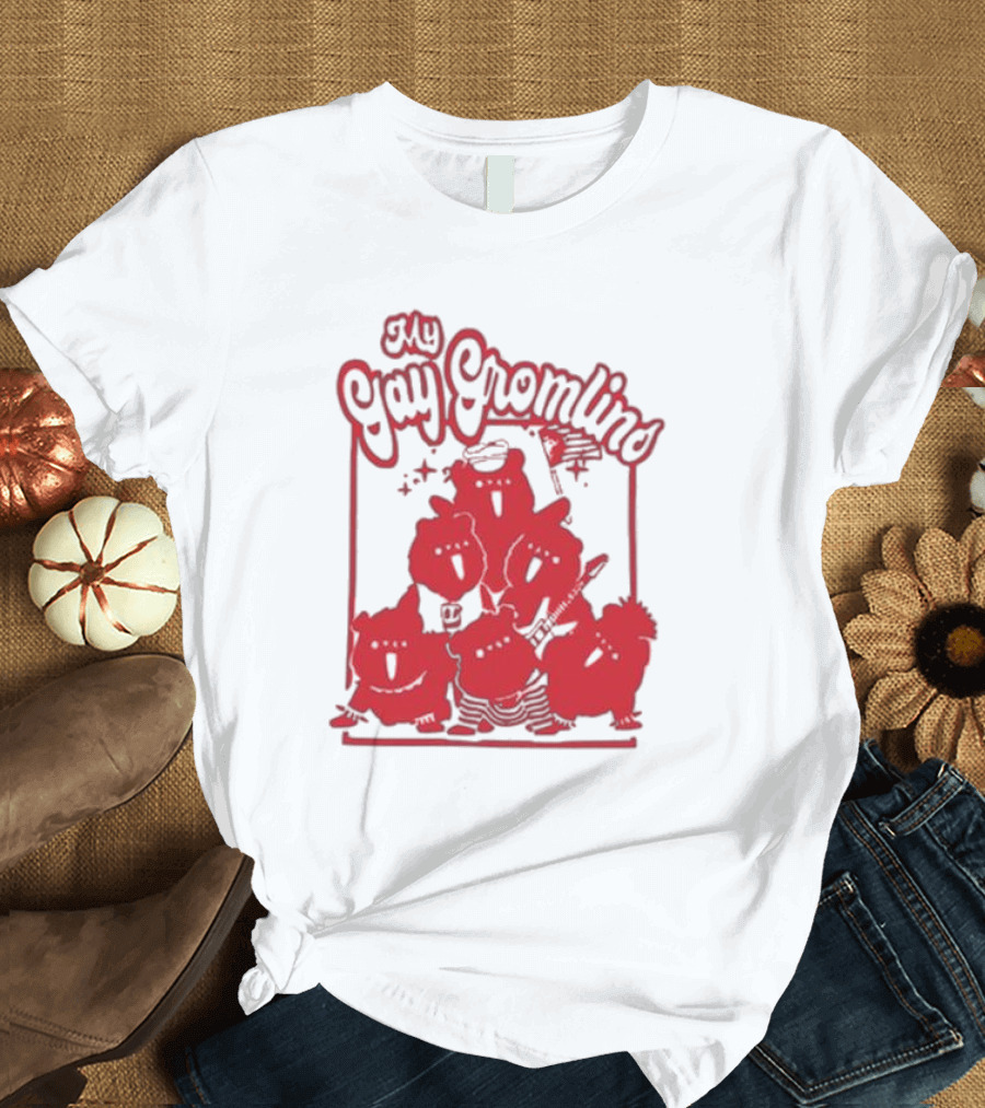 My Gay Gromlins 2024 Red Cartoon Characters with Instruments T-Shirt