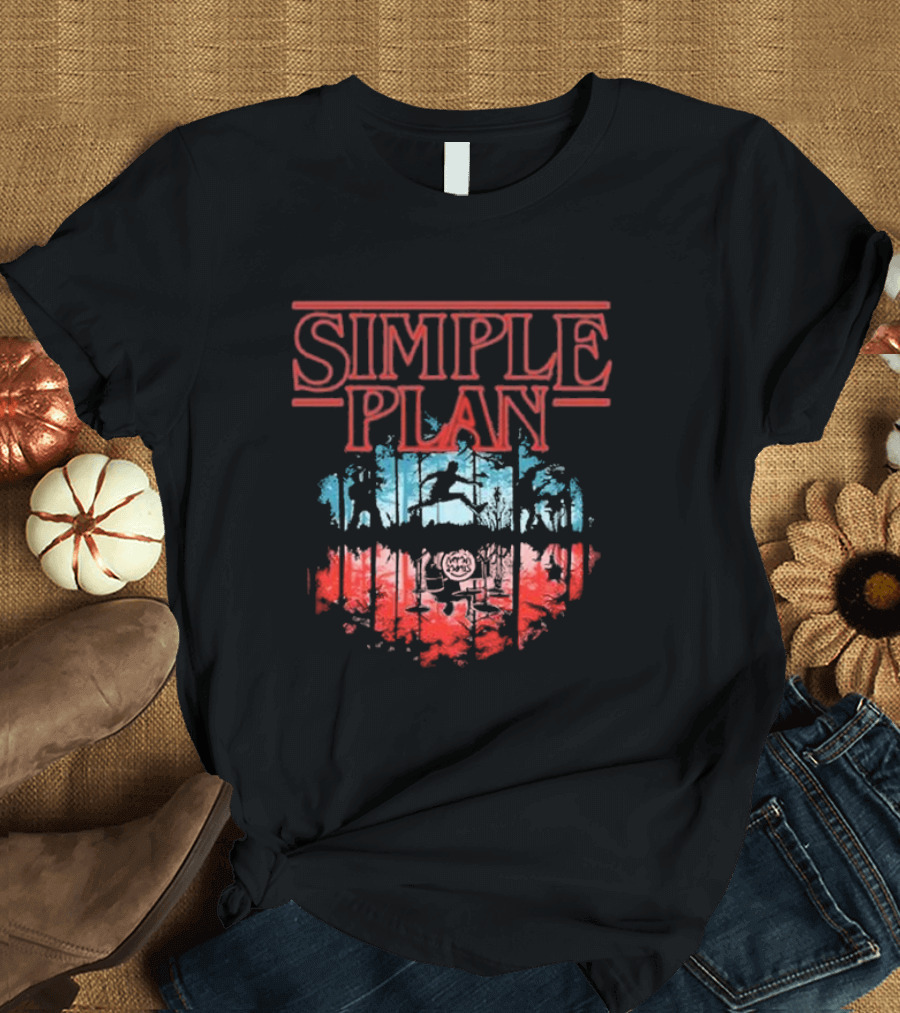 Simple Plan Halloween Jump Forest Silhouette Reflection T-Shirt