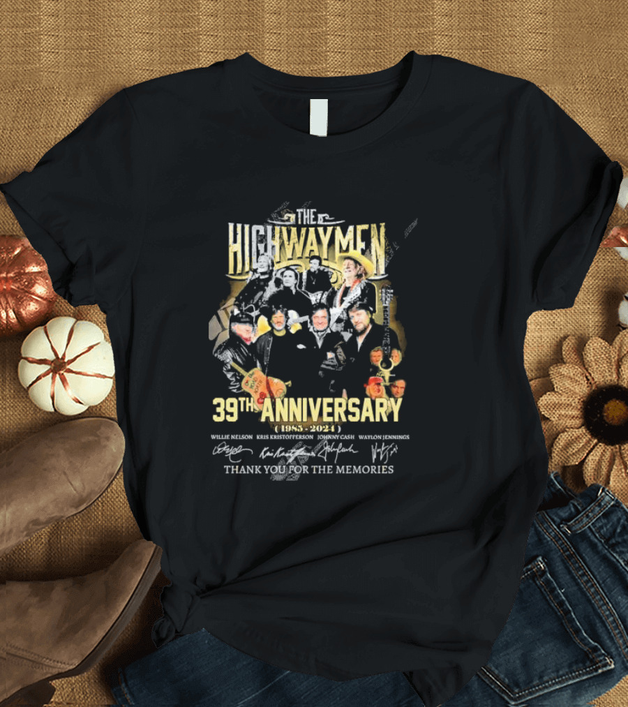 The Highwaymen 39th Anniversary 1985-2024 Willie Nelson Kris Kristofferson Johnny Cash Waylon Jennings Thank You for the Memories T-Shirt