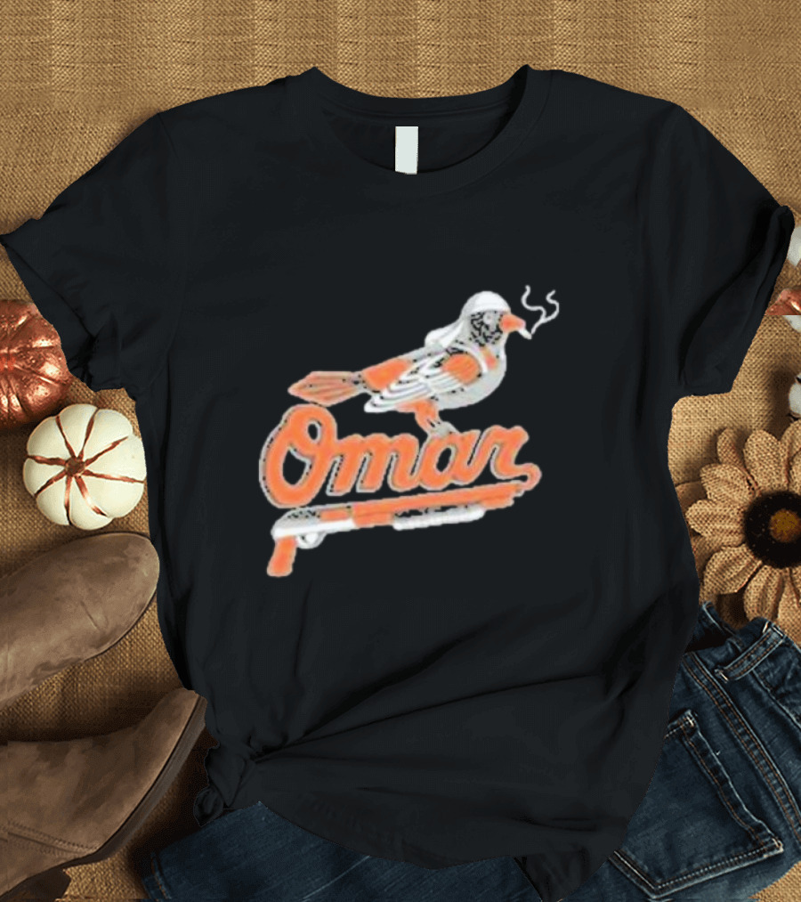 Omar The Wire Baltimore Oriole Bird Smoking Shotgun T-Shirt