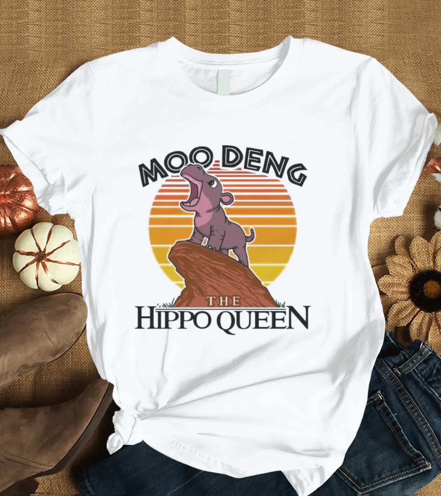 Moo Deng The Hippo Queen '24 Sunset Rock Cute T-Shirt