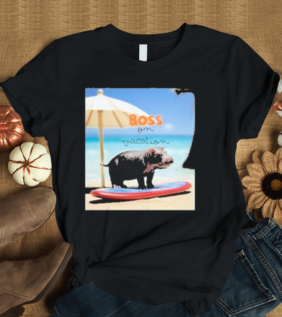 Boss On Vacation Hippo Beach Fun Series Summer T-Shirt