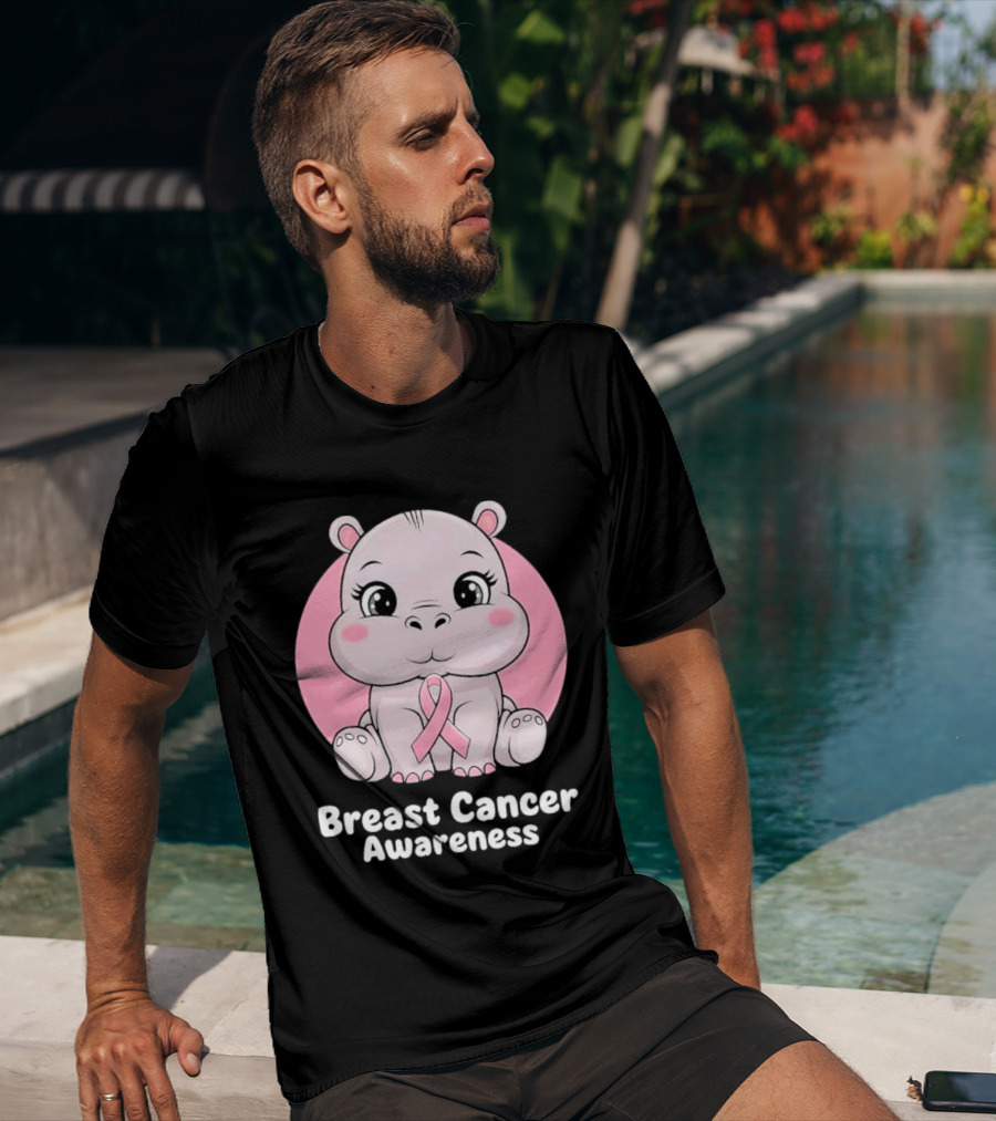 Breast Cancer Awareness Hippo Pink T-Shirt