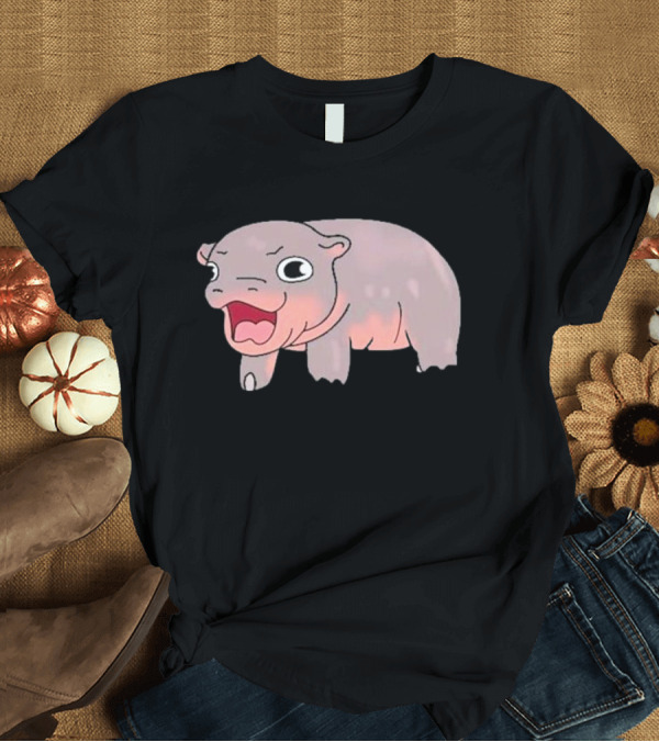 T-Shirt: Moo Deng Baby Hippo Hippopotamus Cute Cartoon Character T-Shirt Moo Deng Baby Hippo Hippopotamus Cute Cartoon Character T-Shirt