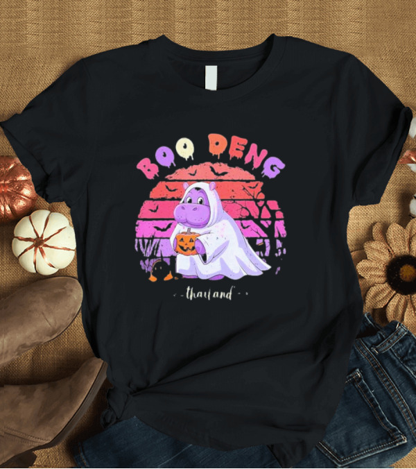 T-Shirt: Boo Deng Halloween Hippo Ghost Thailand Fun Trick-or-Treat Costume T-Shirt Boo Deng Halloween Hippo Ghost Thailand Fun Trick-or-Treat Costume T-Shirt