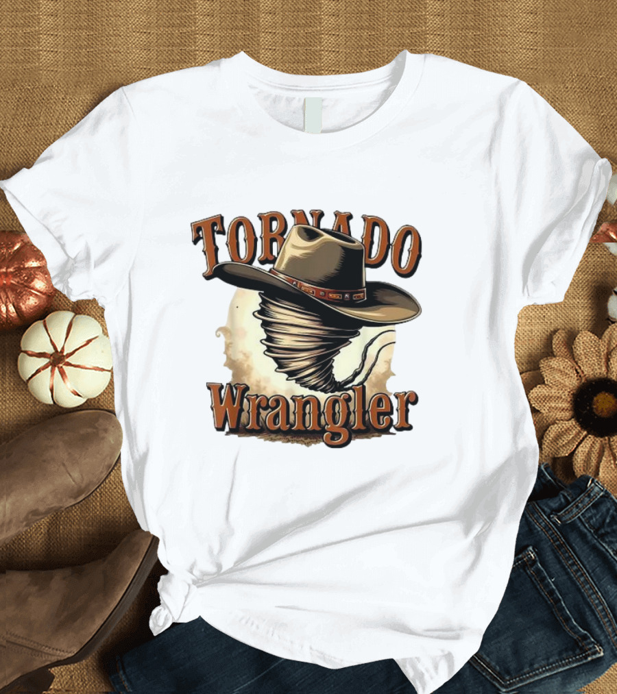 Tornado Wrangler Cowboy Hat twister T-Shirt