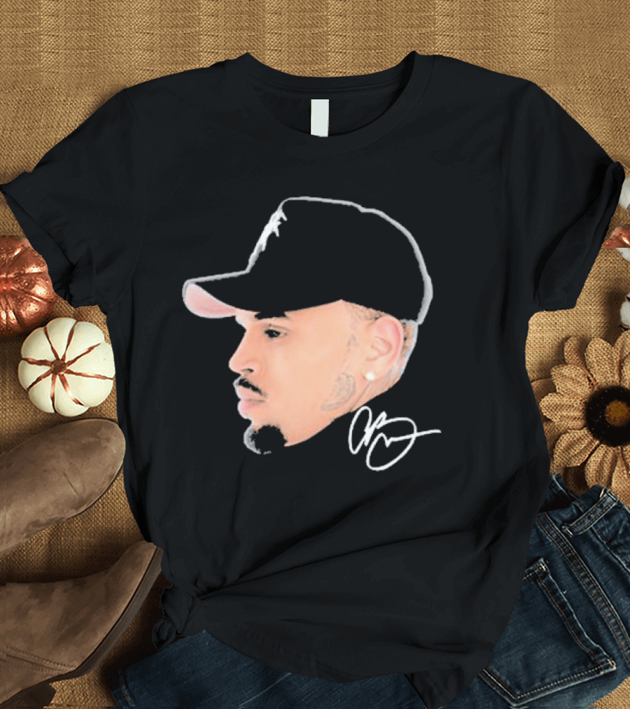 20 Years of Chris Brown Big Head Signature Cap Profile T-Shirt
