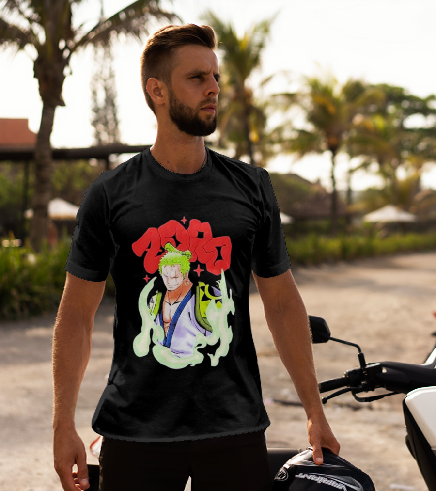 One Piece Zoro Japan Animation Airbrush Style Manga Character T-Shirt