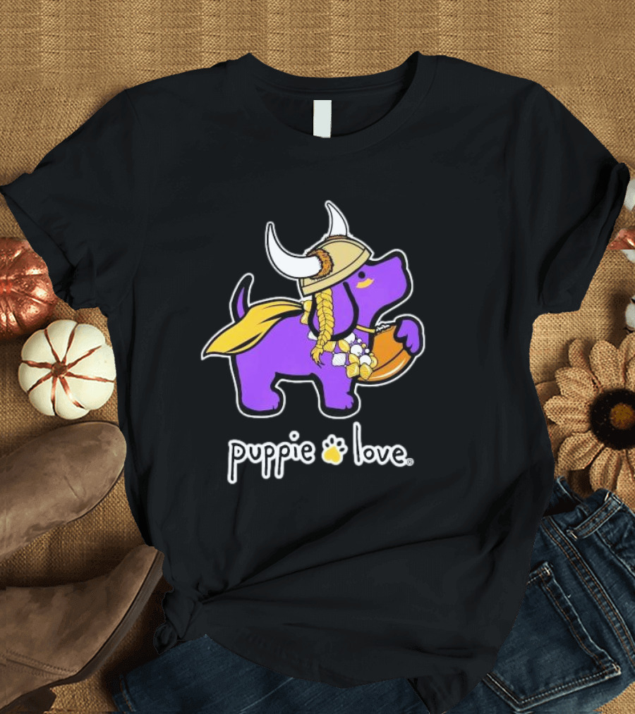 Puppie Love Purple And Gold Viking Pup Minnesota Vikings T-Shirt
