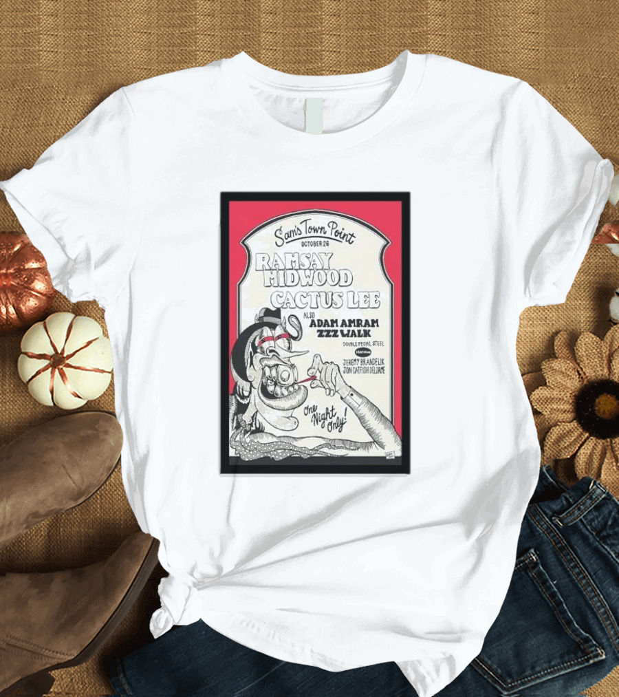 Ramsay Midwood Cactus Lee Adam Amram Zzz Walk One Night Only Sam's Town Point October 26 2024 Austin TX Tour T-Shirt