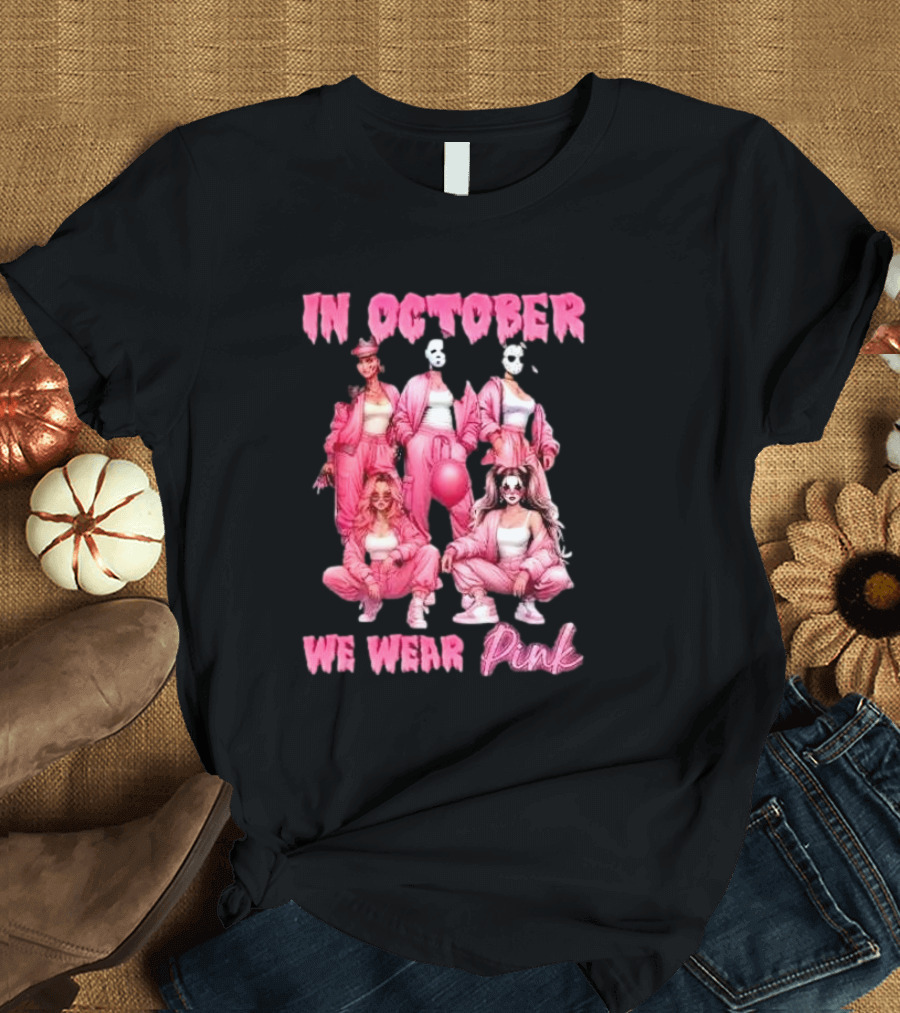 In October We Wear Pink Comadre Crew Horror Movie T-Shirt
