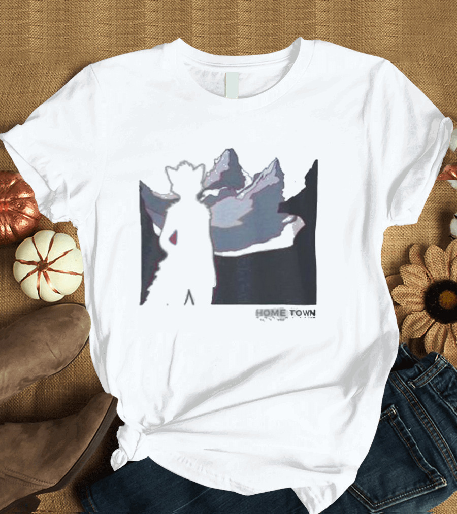 The Fox Nest Store Home Town Silhouette with Mountains Background T-Shirt