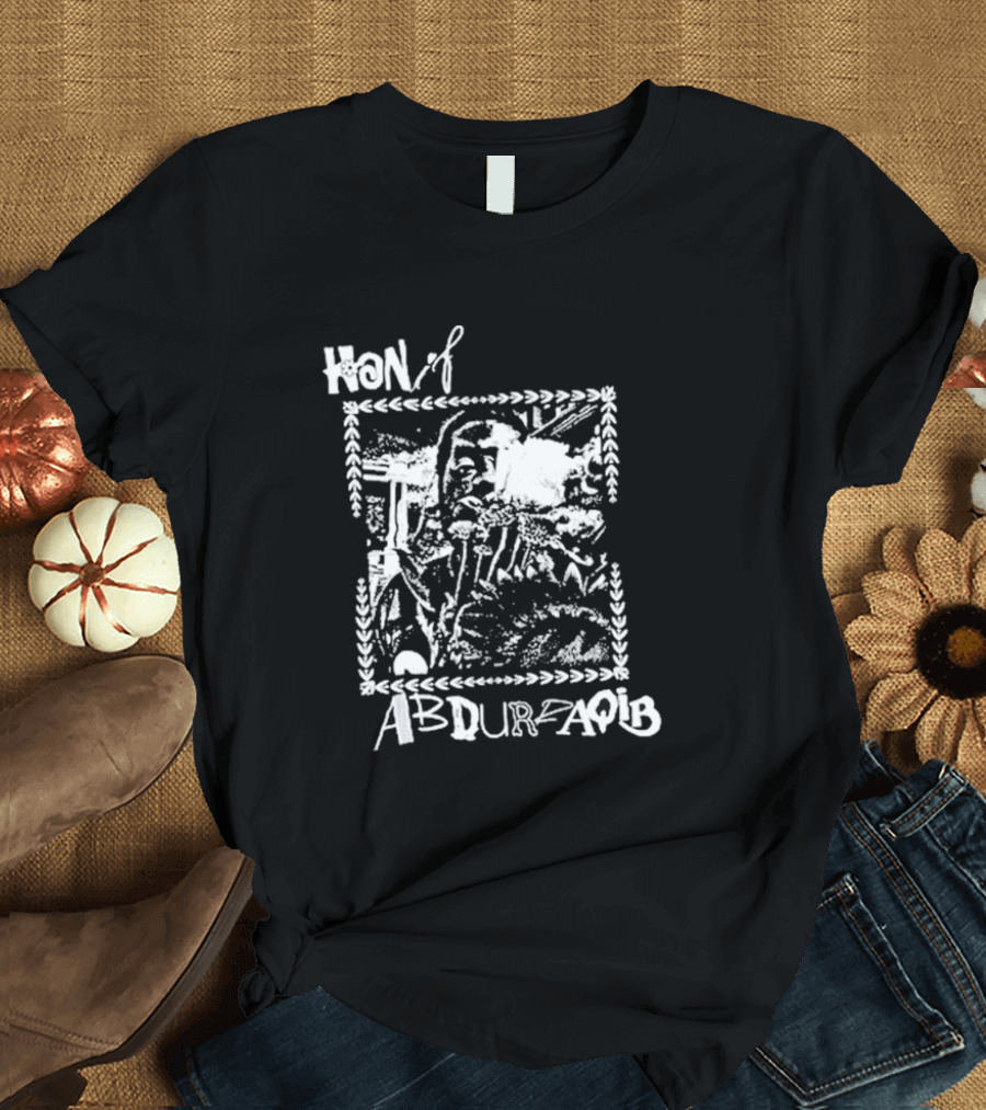 Hanif Abdurraqib Vibrant Monochrome Portrait With Ornamental Border T-Shirt