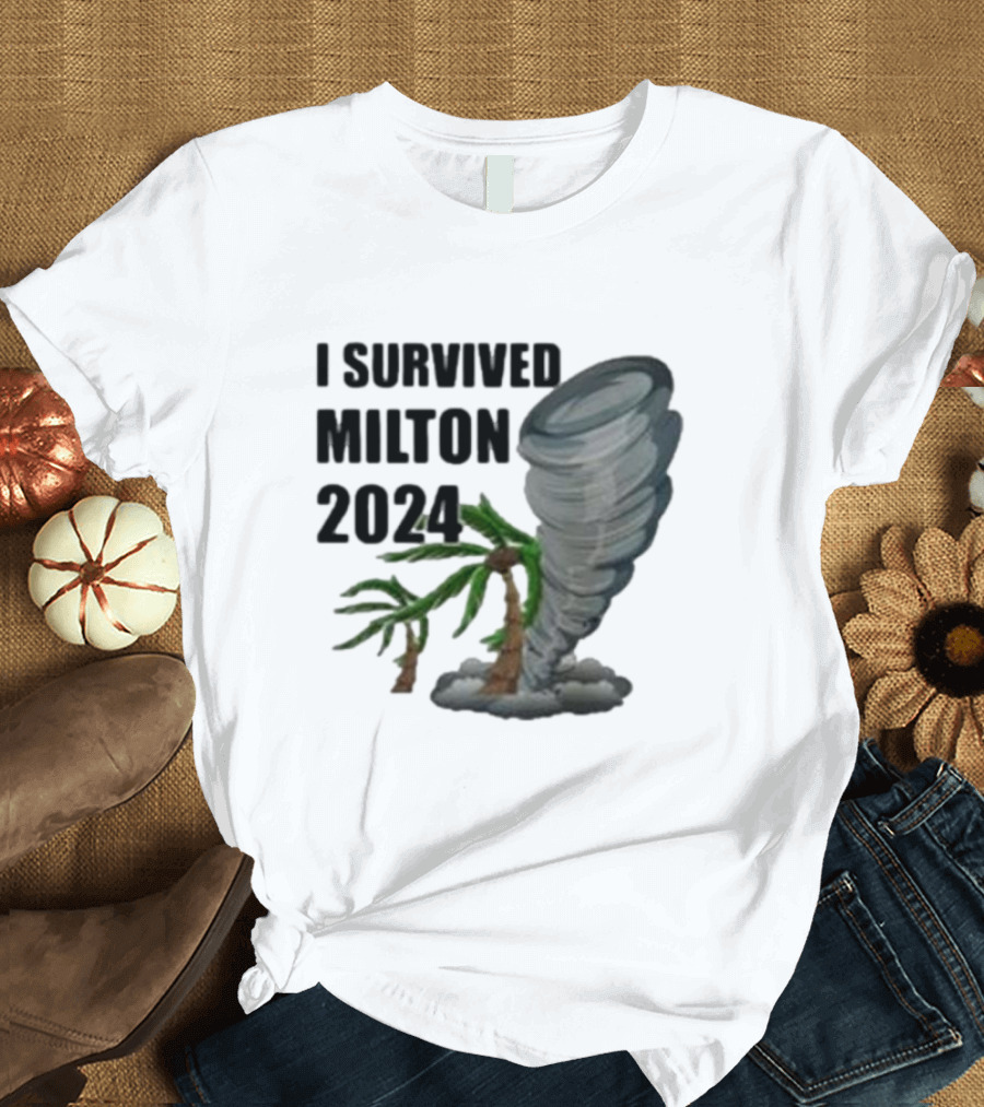 I Survived Milton 2024 Florida Hurricane with Palm Trees and Tornado T-Shirt
