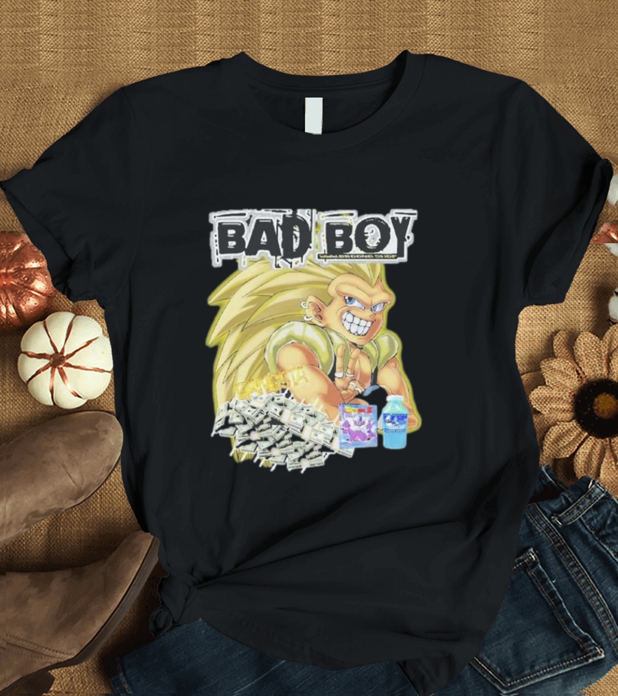 BAD BOY Sparking 2 Gotenks with Money and Blue Drink T-Shirt