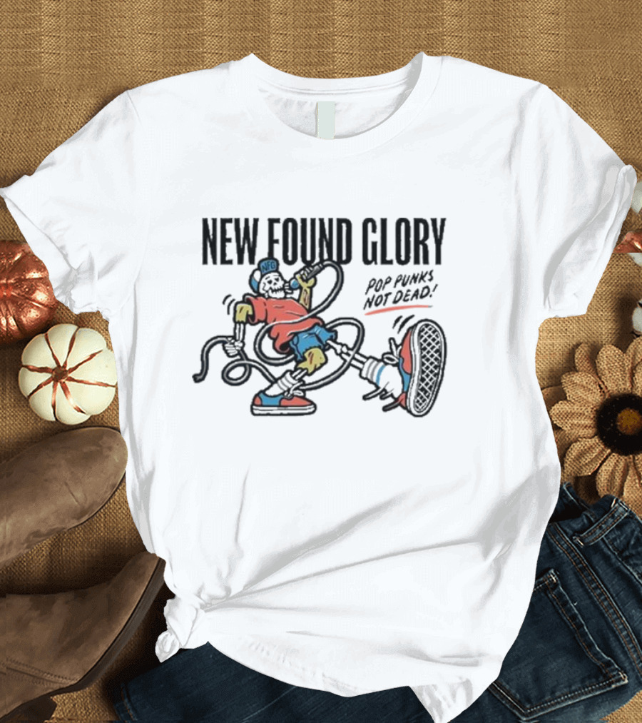 New Found Glory Pop Punks Not Dead Skeleton 2024 NFG Microphone Sneaker Kick T-Shirt