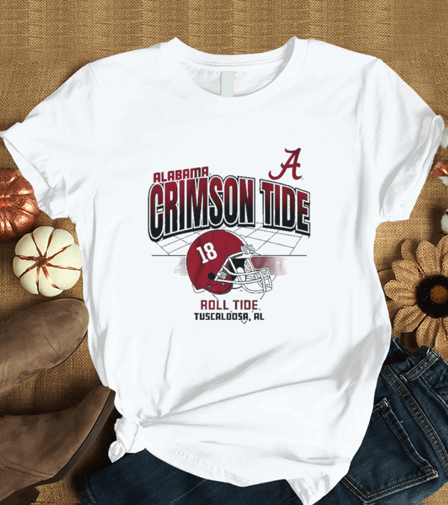 Alabama Crimson Tide Roll Tide Tuscaloosa AL Helmet 18 Football Grid T-Shirt