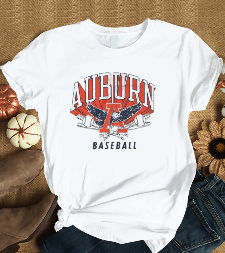 Auburn University Baseball Eagle Logo with Bats and Baseballs T-Shirt