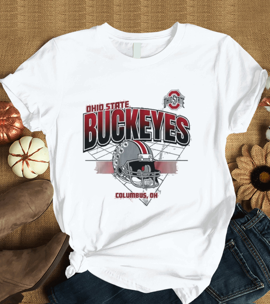 Ohio State Buckeyes Football Helmet Columbus OH Grid T-Shirt