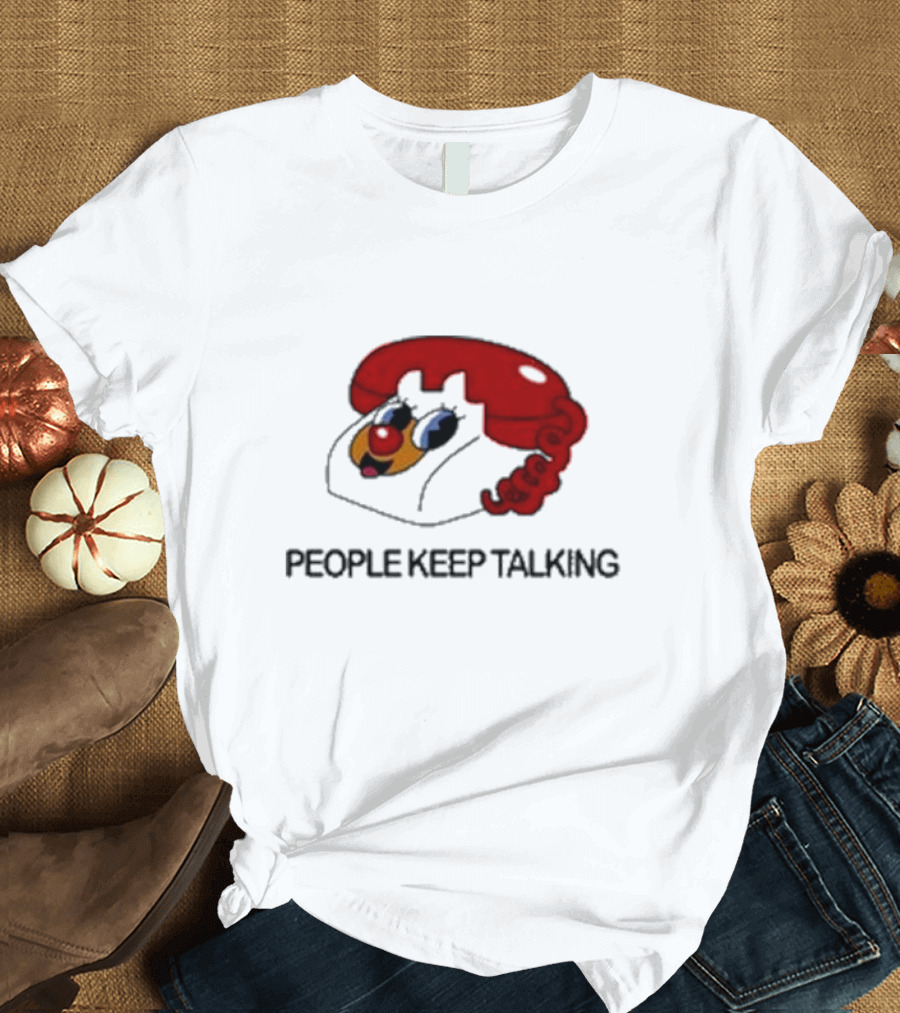 People Keep Talking October 10 2024 Chicago Il Retro Red Telephone T-Shirt