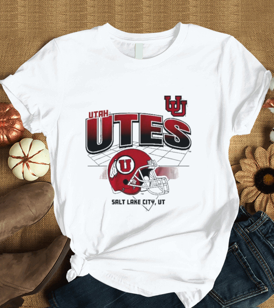 Utah Utes Football Helmet Salt Lake City UT Grid T-Shirt