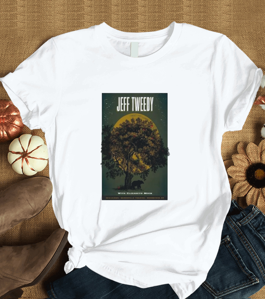 Jeff Tweedy With Elizabeth Moen October 11-13 2024 Bearsville Theater Woodstock NY Tour Silhouette and Bear T-Shirt
