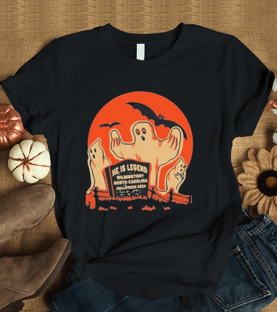He Is Legend Wilmington North Carolina Halloween 2024 Scary Ghost T-Shirt