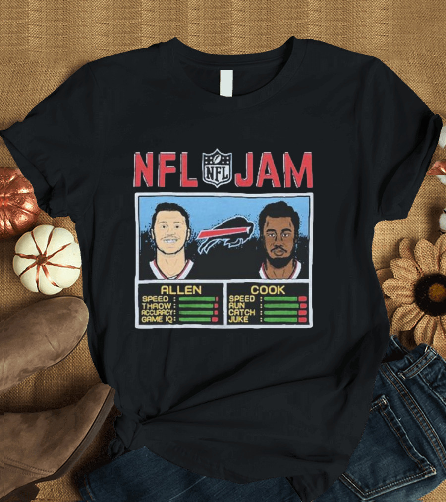 NFL Jam Bills Allen Cook Speed Throw Accuracy Game IQ Run Catch Juke T-Shirt